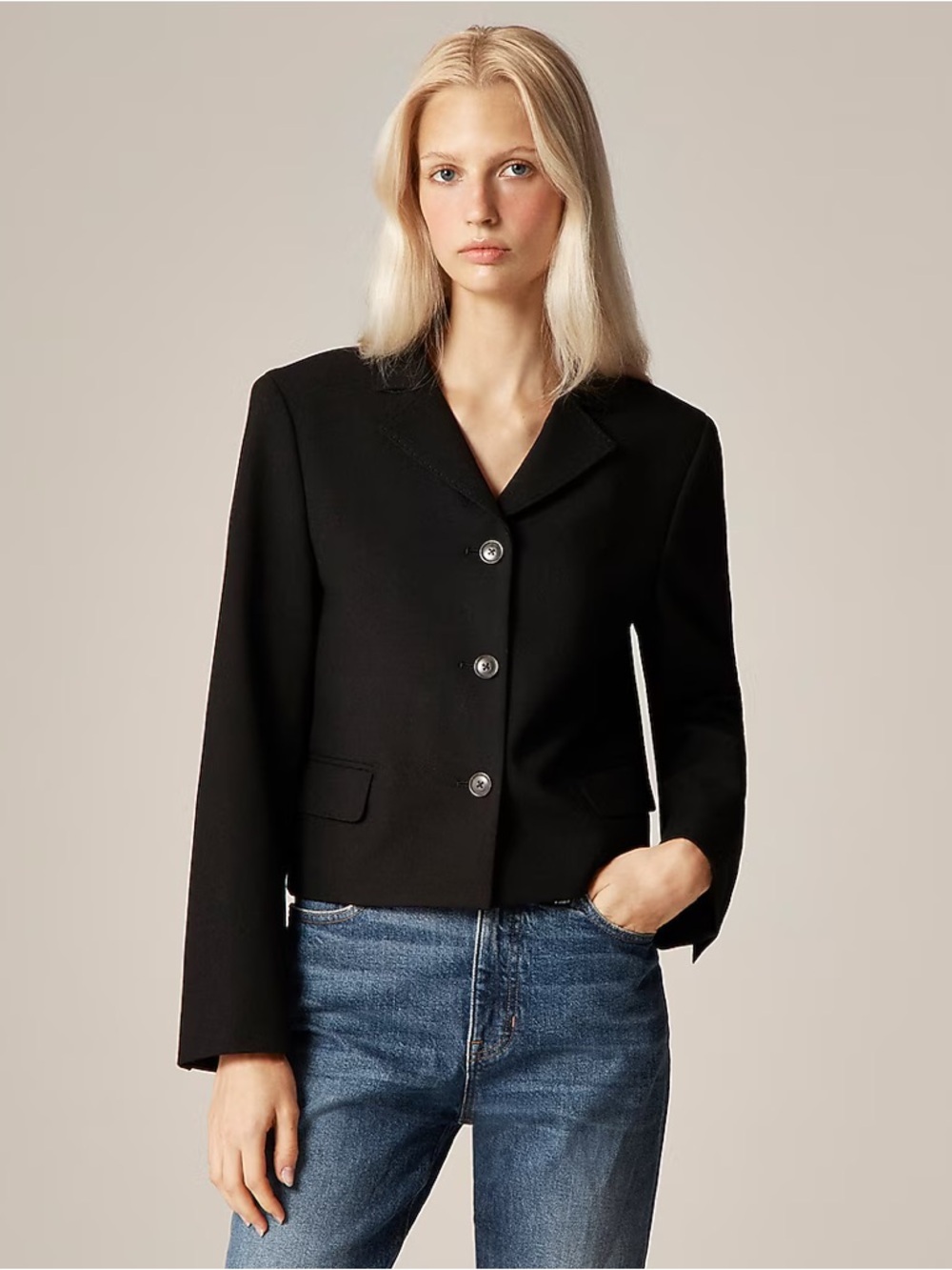 J.Crew Cropped Lady Blazer in Four-Season Stretch in Black Size 20